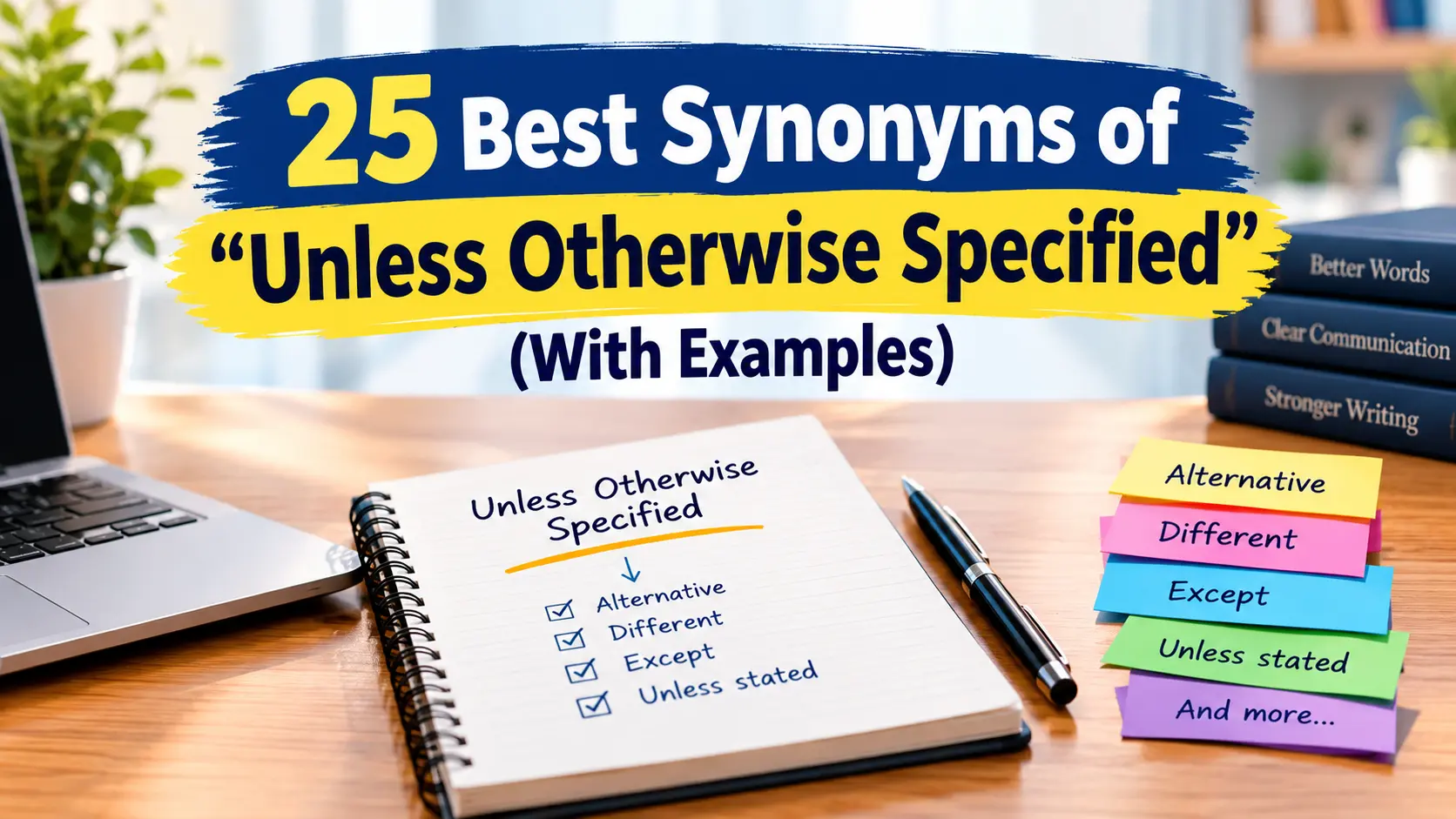 Best Synonyms of “Unless Otherwise Specified”